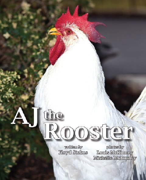 AJ the Rooster book cover. It has a rooster on the cover.
